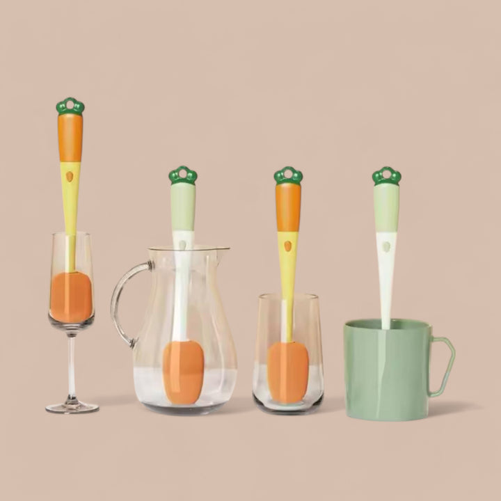 3-in-1 Carrot Shape Bottle Cleaning Brush Set