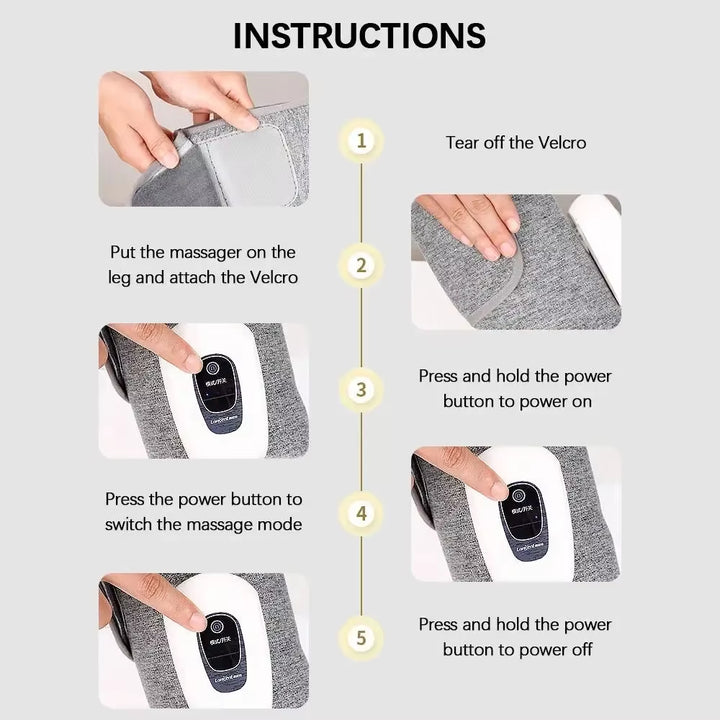 Electric Leg Massager Wireless Rechargeable Air Compression Calf Massage Relax Leg 3 Modes 360° Air Pressure Air Bag Leg Massage