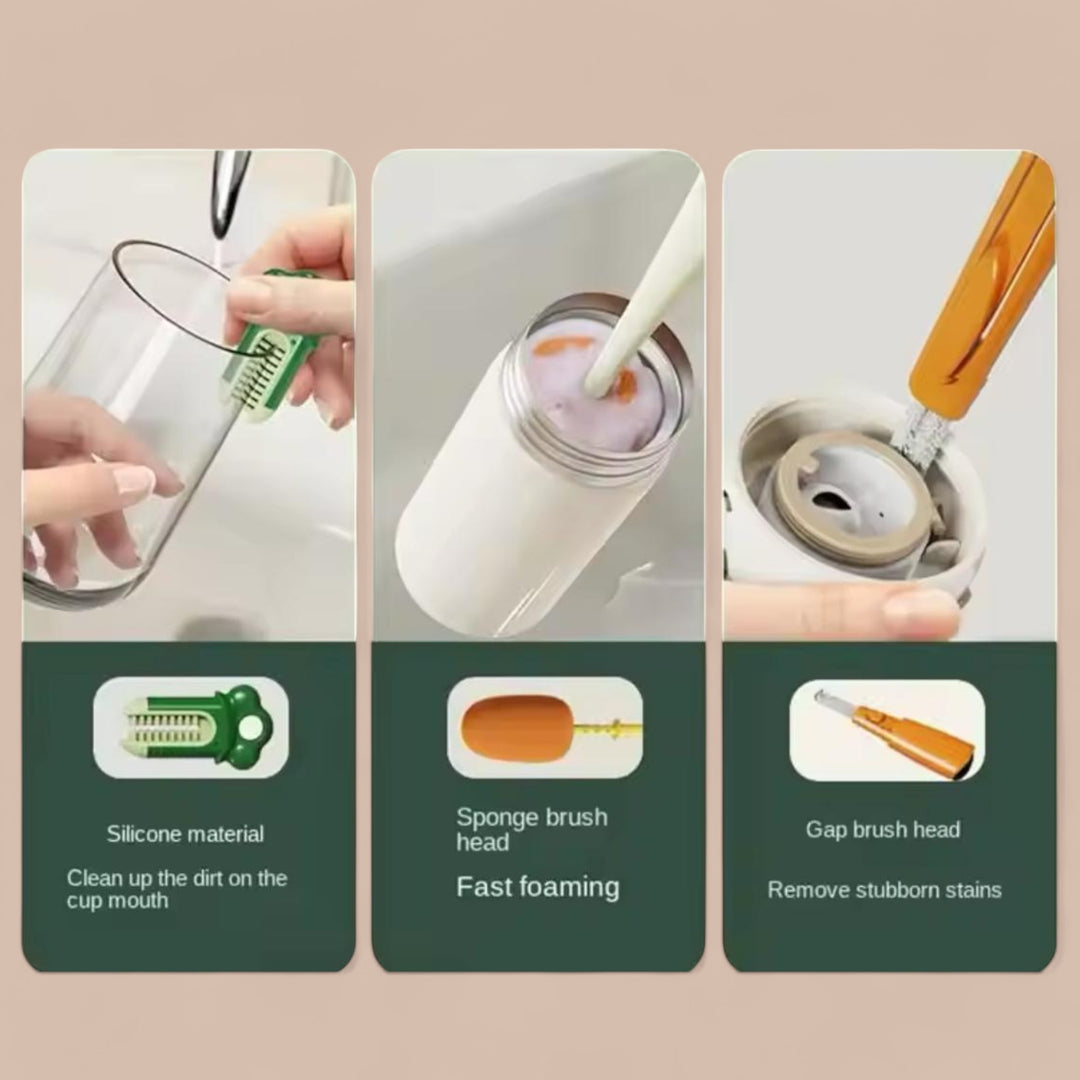 3-in-1 Carrot Shape Bottle Cleaning Brush Set