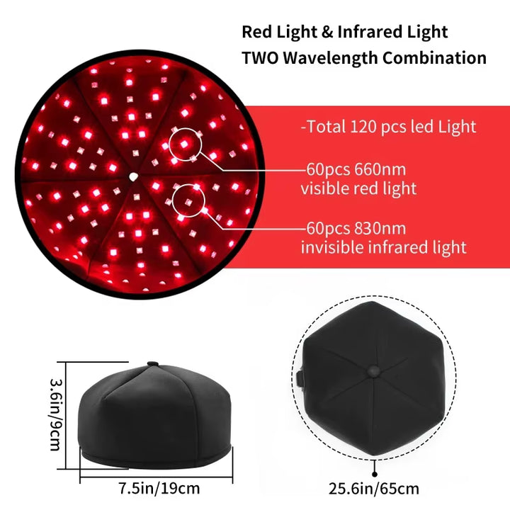 Red Light & near Infrared Therapy Cap for Hair Growth 660Nm 830Nm LED Hat Helmet Pigarlic Oily Natural Device Head Relaxation