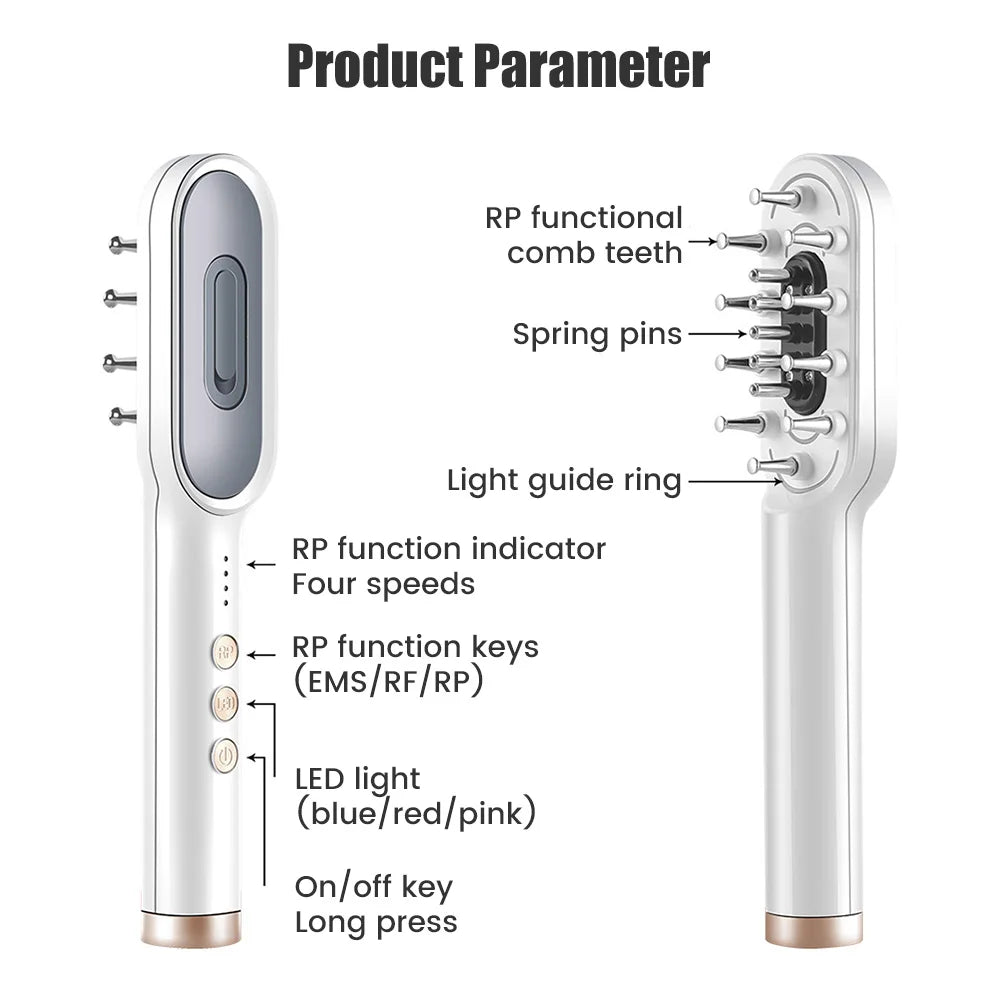 Hair Growth Comb Electric Scalp Massager Brush EMS anti Hair Loss Treatment for Men Women Head Massage Tool and Led Red Light