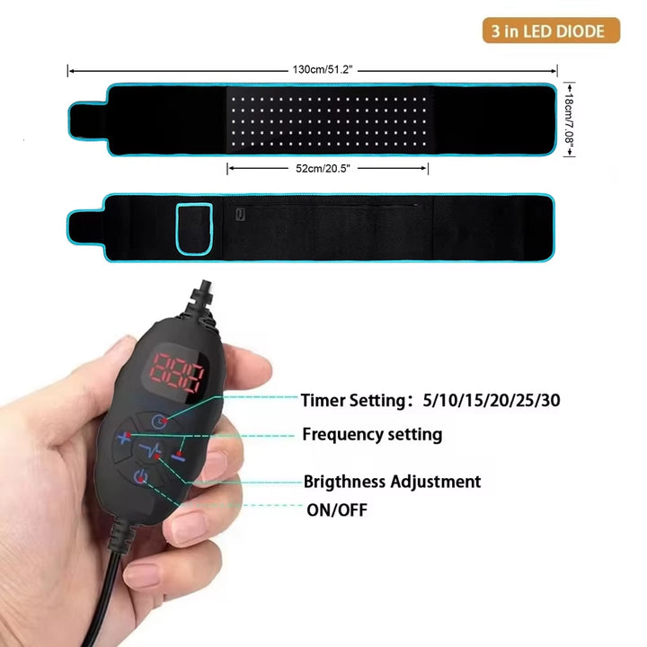 Red ＆Infrared LED Light Therapy Belt 850Nm 660Nm Back Pain Relief Wrap Burn Fat Wrap Slimming Machine Waist Heat Pad Full Body