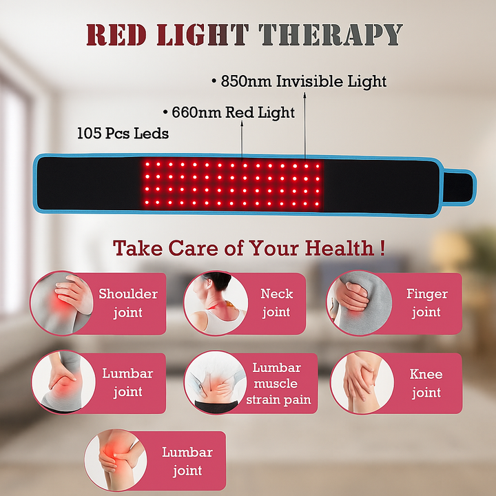ANLT Red Light Therapy Belt – 105 LED (660nm + 850nm) for Back Pain, Muscle Recovery & Inflammation Relief