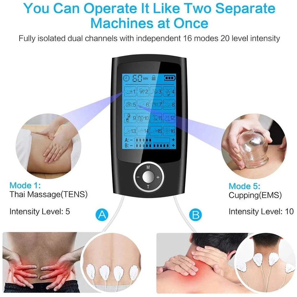 ANLT 16-Mode EMS TENS Digital Therapy Machine – Muscle Stimulator & Body Slimming Massager - ANLT