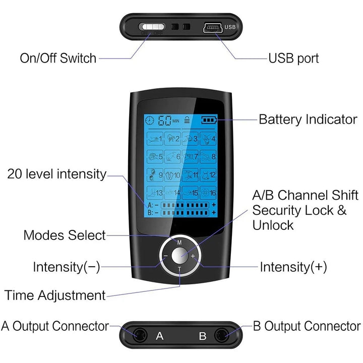 ANLT 16-Mode EMS TENS Digital Therapy Machine – Muscle Stimulator & Body Slimming Massager - ANLT