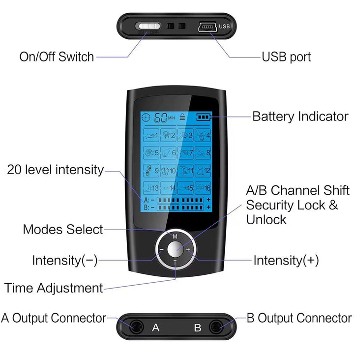 ANLT 16-Mode EMS TENS Digital Therapy Machine – Muscle Stimulator & Body Slimming Massager - ANLT
