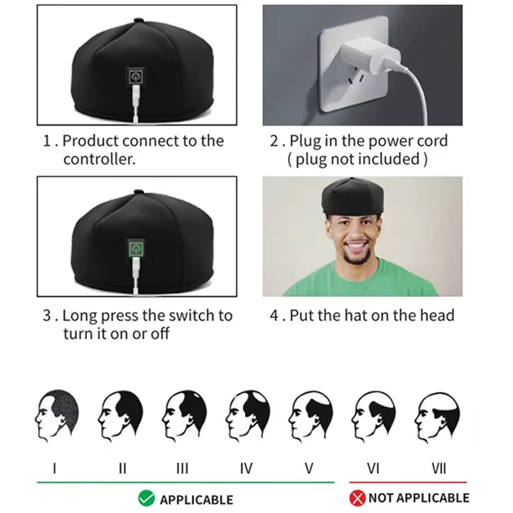 Red Light & near Infrared Therapy Cap for Hair Growth 660Nm 830Nm LED Hat Helmet Pigarlic Oily Natural Device Head Relaxation