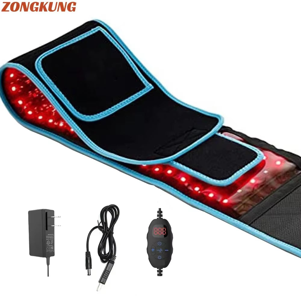 Red ＆Infrared LED Light Therapy Belt 850Nm 660Nm Back Pain Relief Wrap Burn Fat Wrap Slimming Machine Waist Heat Pad Full Body